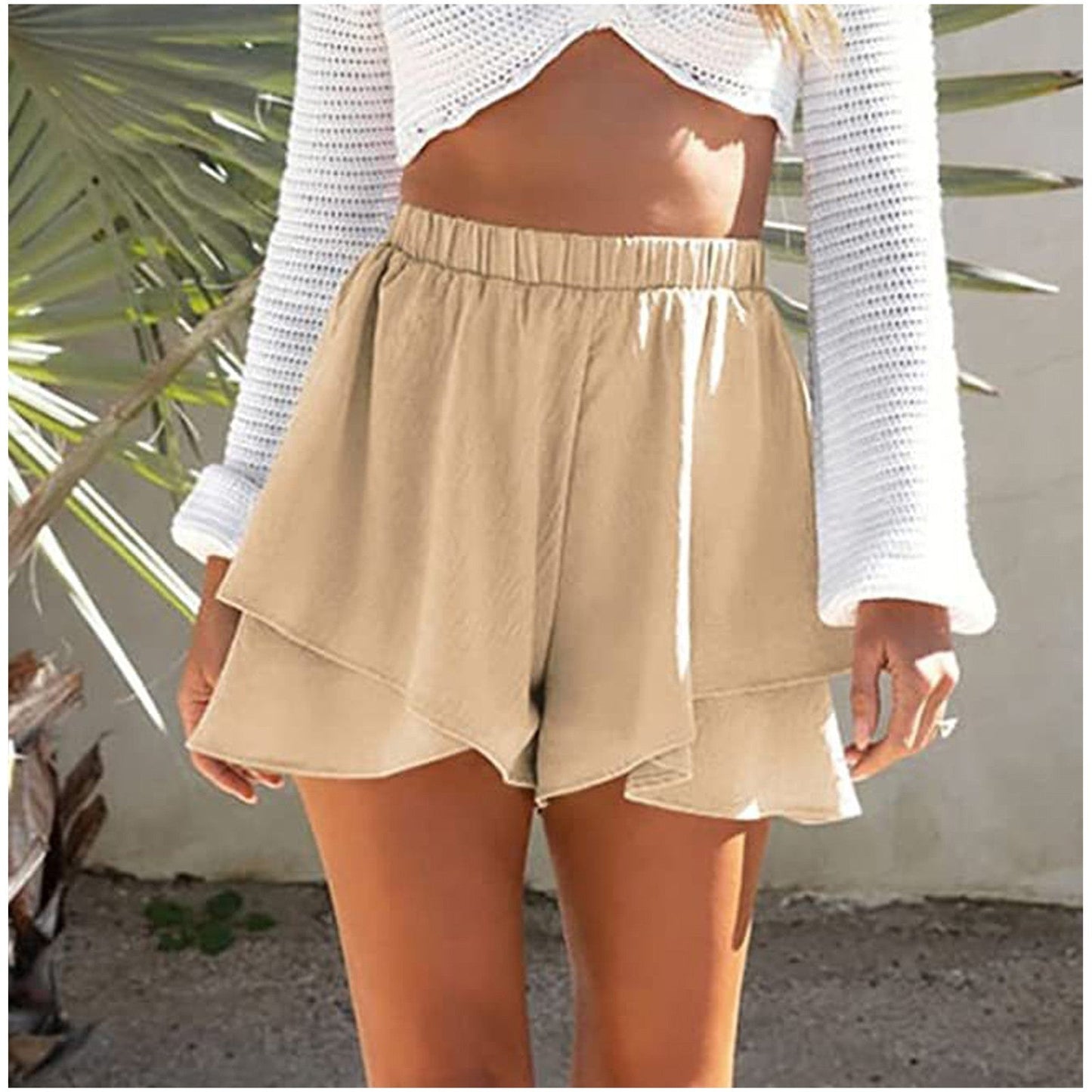 Elastic Waist Simple Solid Shorts