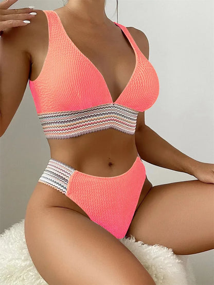 High Waist Thong Separate Basic Swimsuit