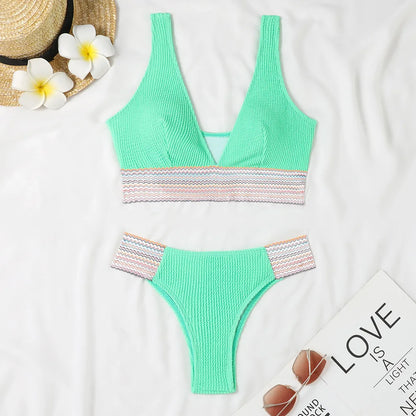 High Waist Thong Separate Basic Swimsuit