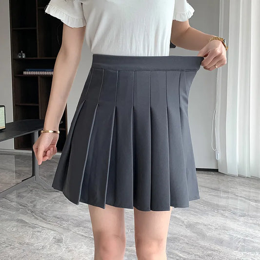 Korean Black Gray Pleated Summer Mini Skirts