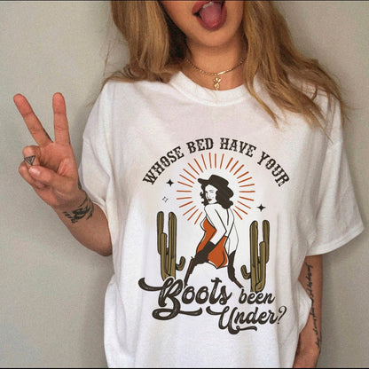 Women's T-shirt Western Cowboy Cartoon Letter Print Funny Cute Short