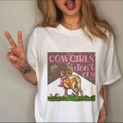 Women's T-shirt Western Cowboy Cartoon Letter Print Funny Cute Short