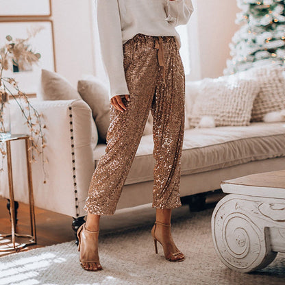 Shining Sequin Mid Waist Club Pants