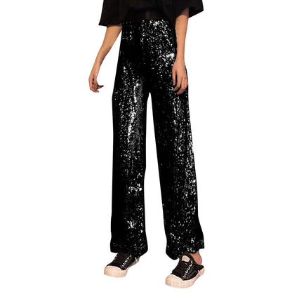 Elegant High Waisted Sequin Party Pants