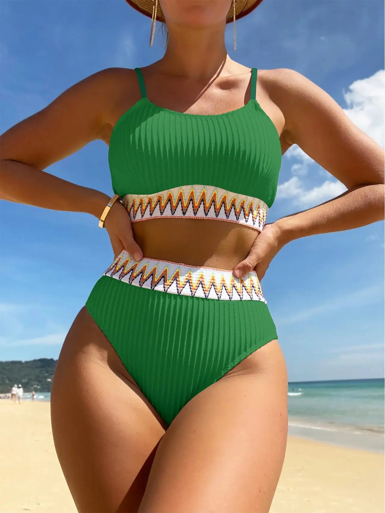 Pleated Halter Brazilian Bikini Basic Swimsuit