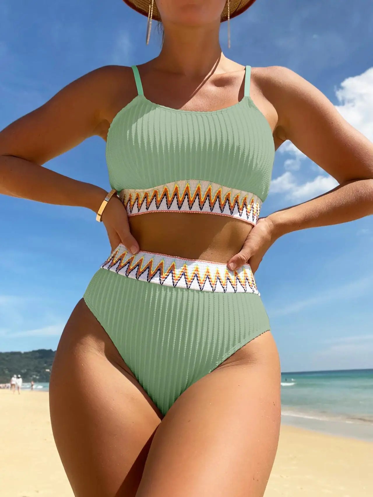 Pleated Halter Brazilian Bikini Basic Swimsuit
