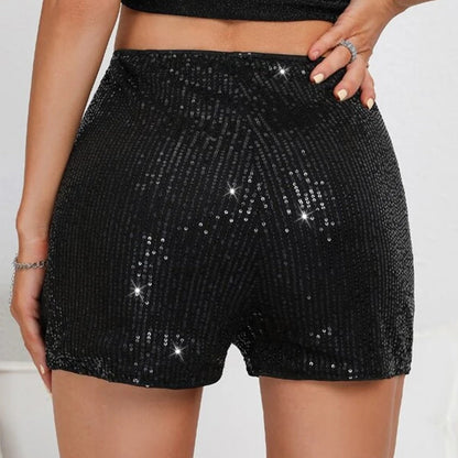 High Waist Wide Leg Sequin Party Shorts