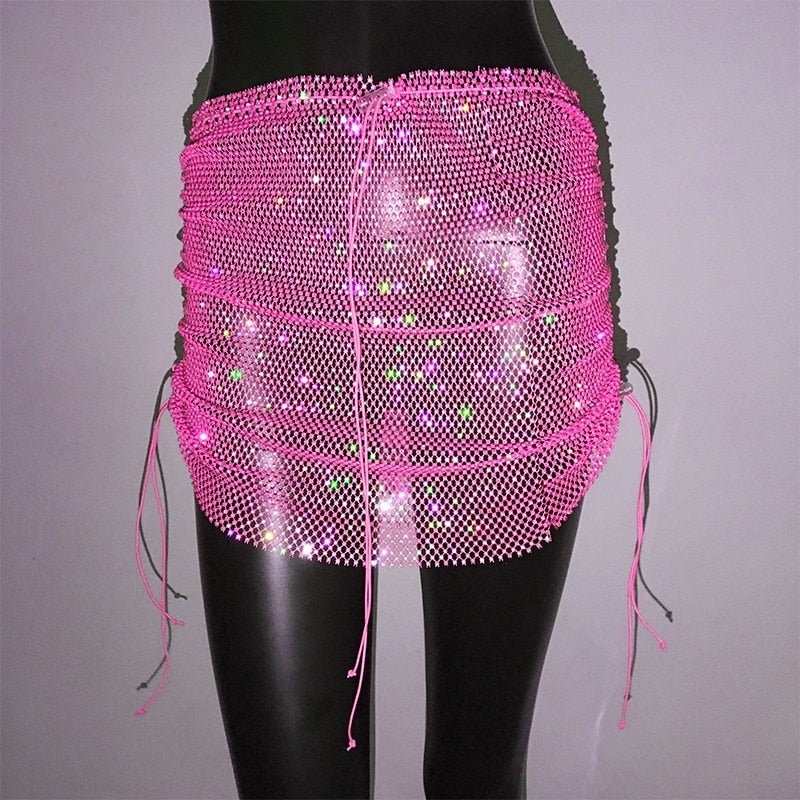 Festival Rhinestone Sequin Mini Skirt