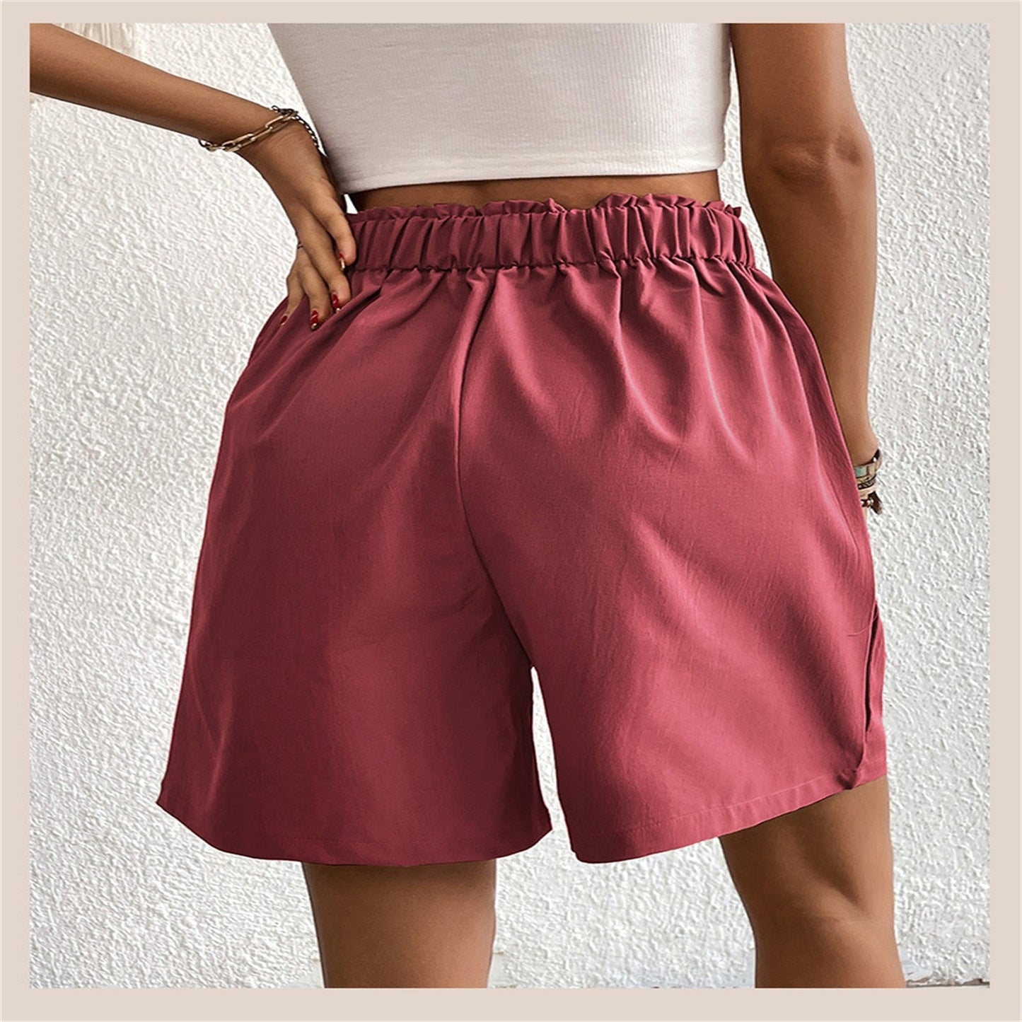 Slim Buttoned Solid Casual Short Shorts