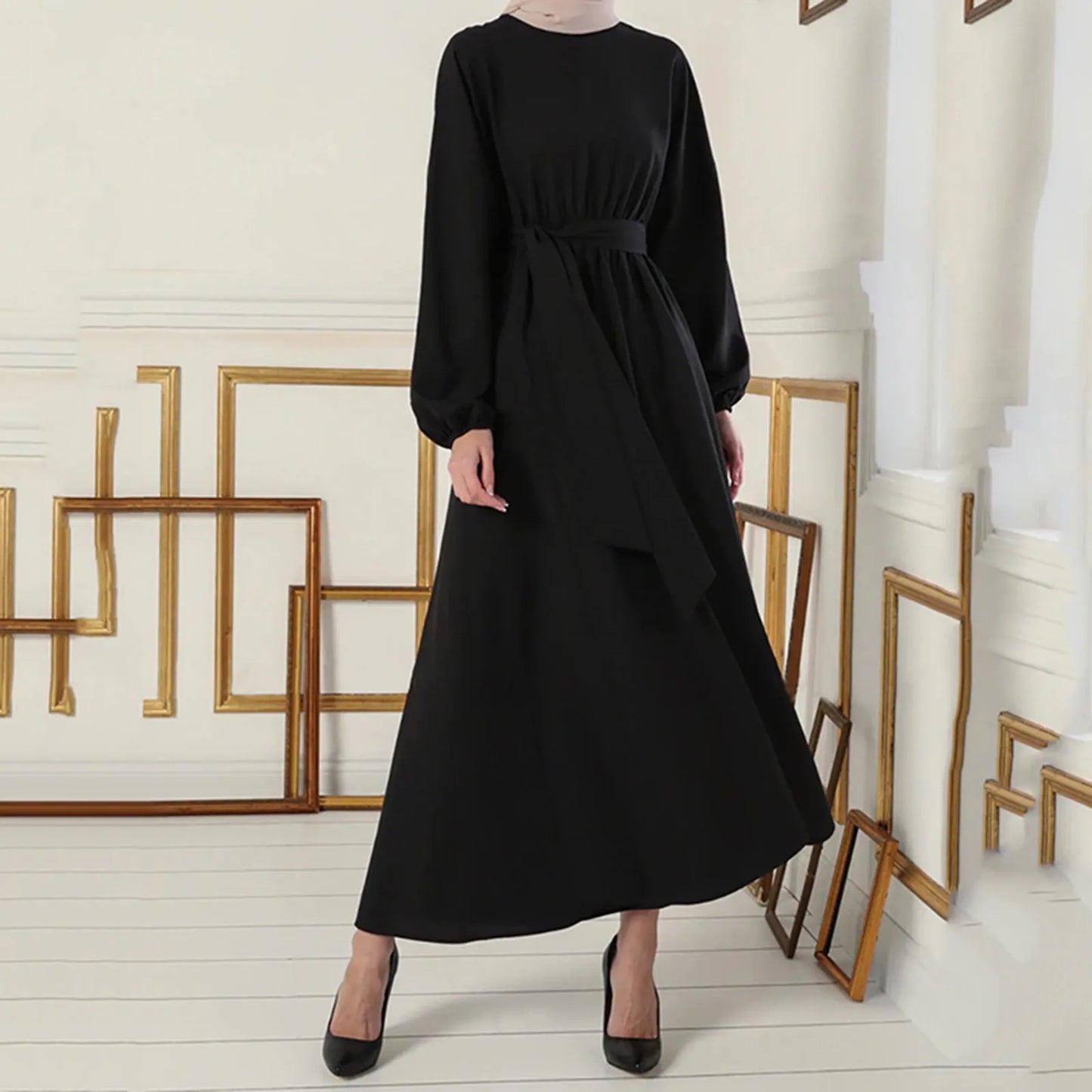 Muslim Solid Islamic Fashion African Dubai Abaya Women's Hijab Long Robe Dress