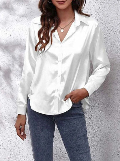 Imitation Silk Long Sleeve Blouse