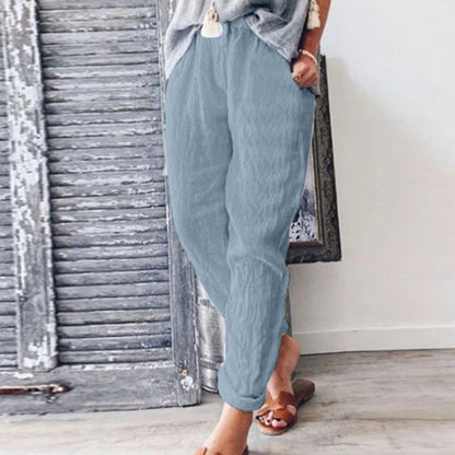 Elastic Waisted Cotton Linen Summer Pants