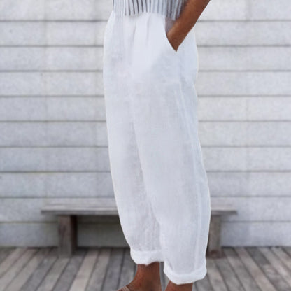 Elastic Waisted Cotton Linen Summer Pants