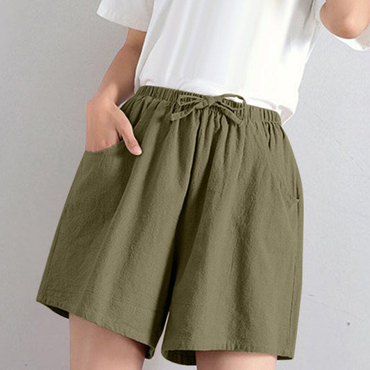 High Waist Oversize Cotton Linen Shorts