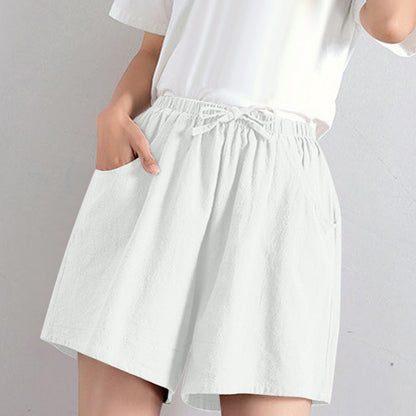 High Waist Oversize Cotton Linen Shorts