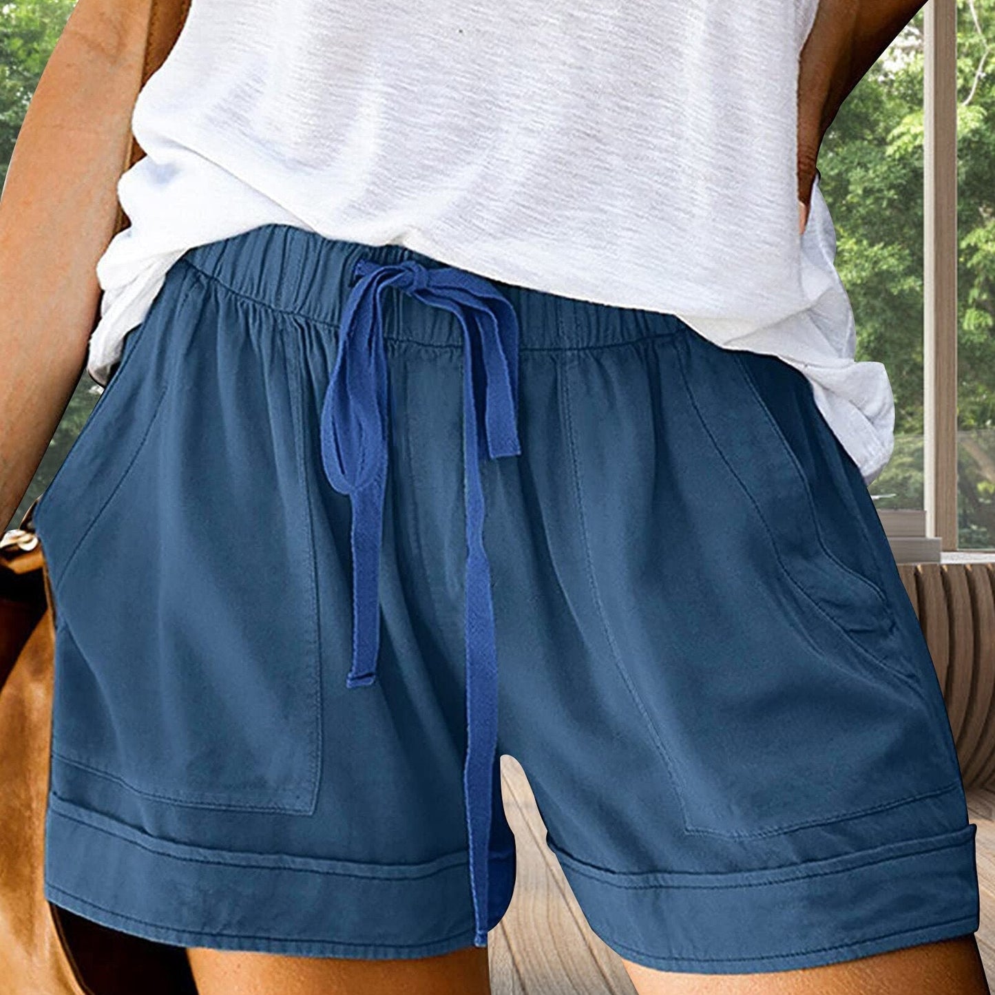 Elastic Waist Drawstring Loose Short