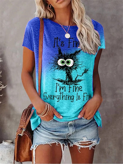 Summer New Women's Fashion T-shirt Round Neck Daily Top Shirt