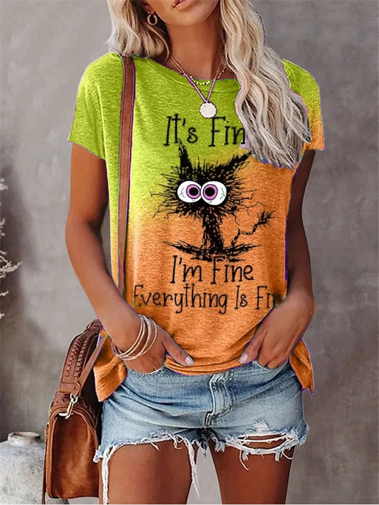 Summer New Women's Fashion T-shirt Round Neck Daily Top Shirt