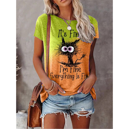 Summer New Women's Fashion T-shirt Round Neck Daily Top Shirt