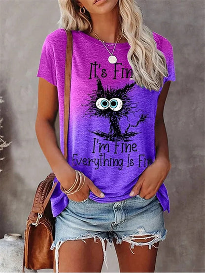 Summer New Women's Fashion T-shirt Round Neck Daily Top Shirt