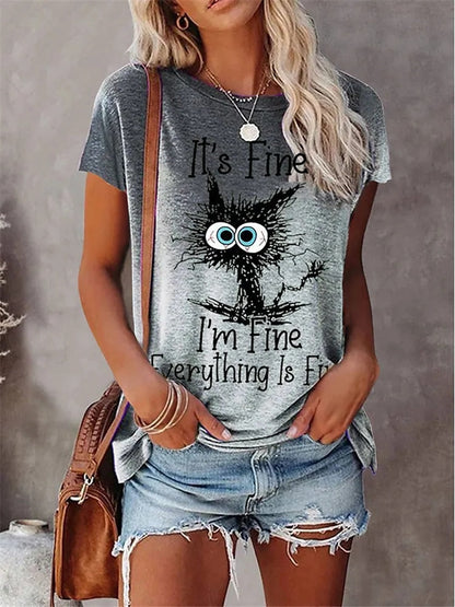 Summer New Women's Fashion T-shirt Round Neck Daily Top Shirt