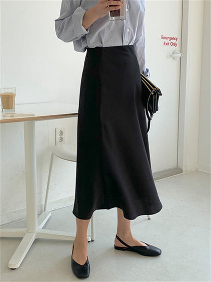 Casual Midi Silk Fashion Skirt
