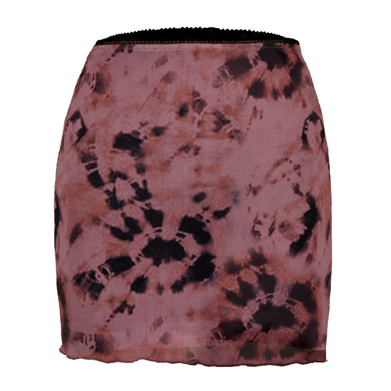 Women Casual Beach Floral/Leopard Printed Mesh Mini Skirt