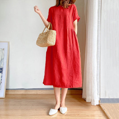 Short Sleeve Casual Loose Midi Dress