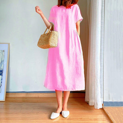 Short Sleeve Casual Loose Midi Dress