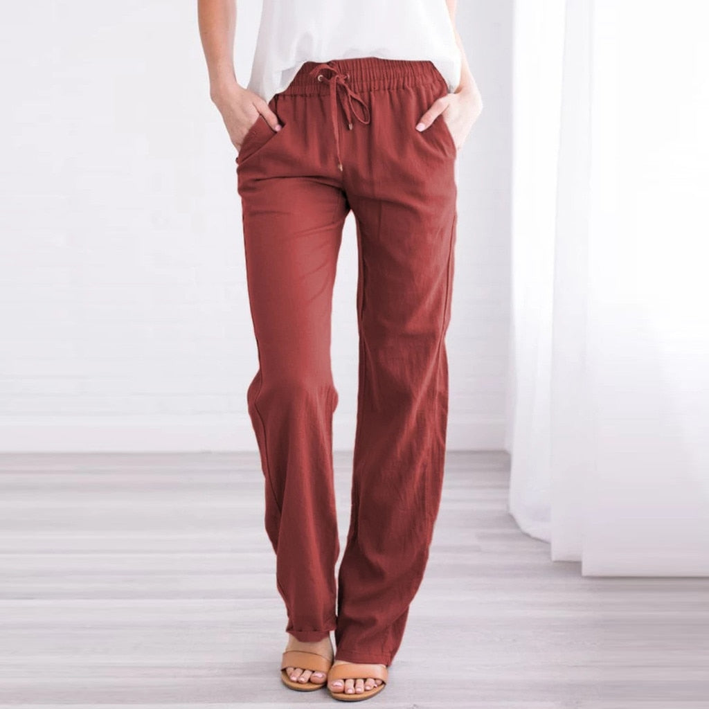 Loose Wide-Leg Pocket Ankle-length Length Trousers