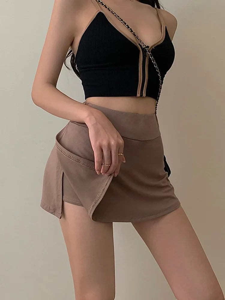 Tennis High Waist Sexy Culottes A-line Mini Skirt