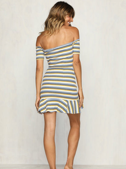 Triumph Stripe Off-The-Shoulder Bodycon Dress