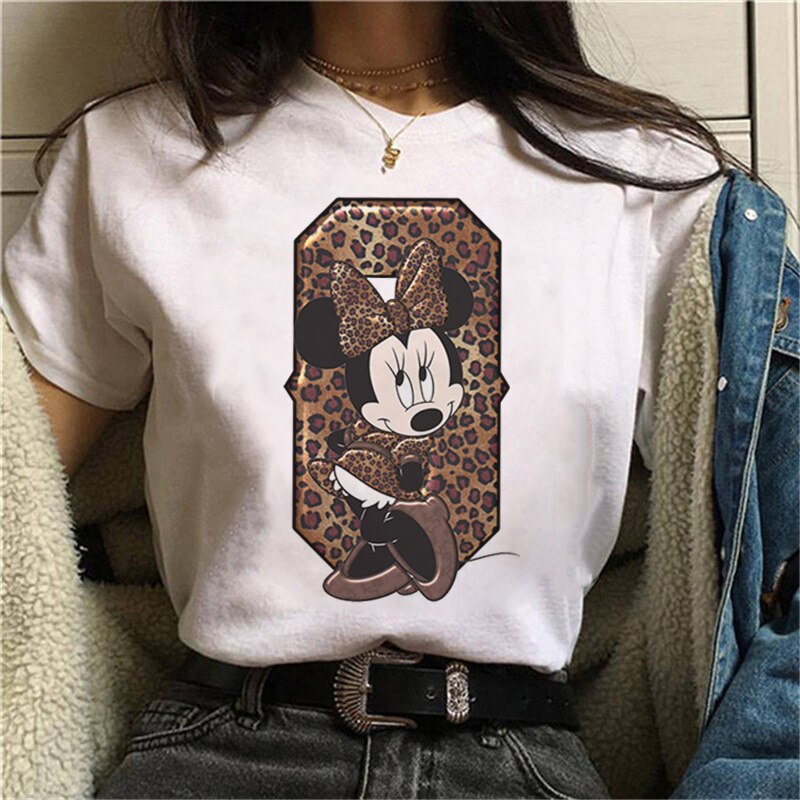 White Tshirts Minnie Mouse Font A B C D E F G Short Sleeve