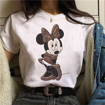 White Tshirts Minnie Mouse Font A B C D E F G Short Sleeve