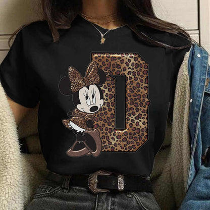 White Tshirts Minnie Mouse Font A B C D E F G Short Sleeve