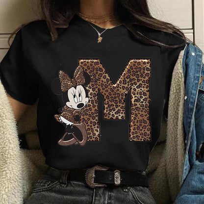 White Tshirts Minnie Mouse Font A B C D E F G Short Sleeve