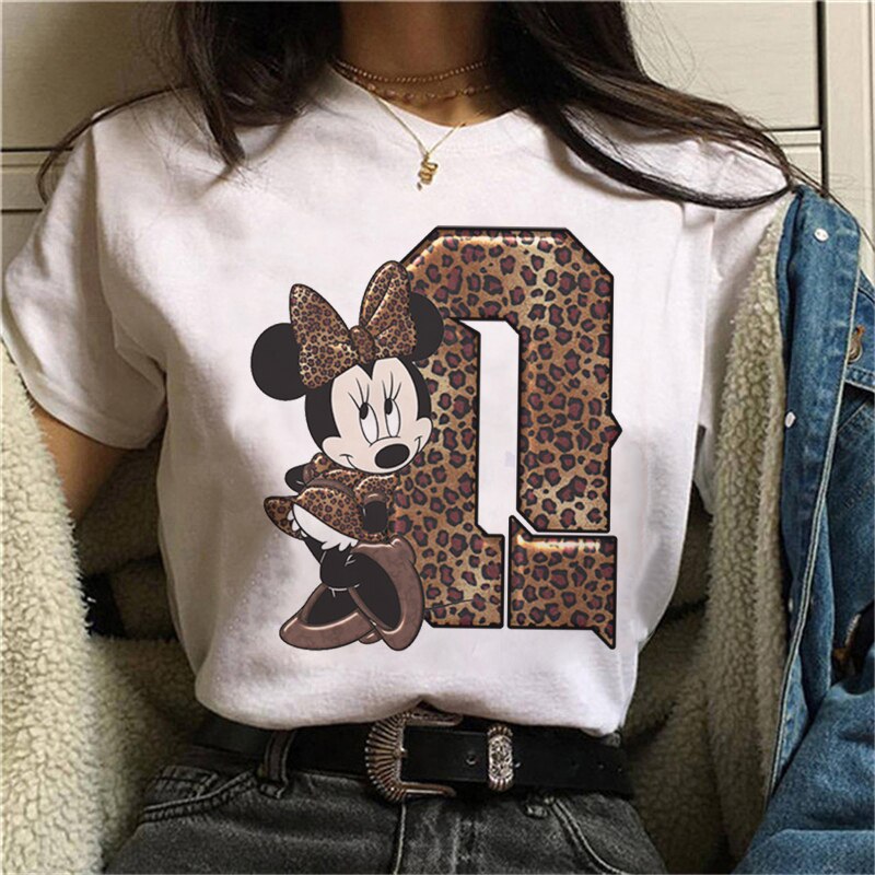 White Tshirts Minnie Mouse Font A B C D E F G Short Sleeve