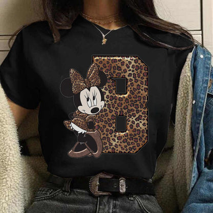 White Tshirts Minnie Mouse Font A B C D E F G Short Sleeve