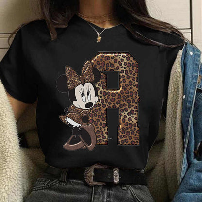 White Tshirts Minnie Mouse Font A B C D E F G Short Sleeve