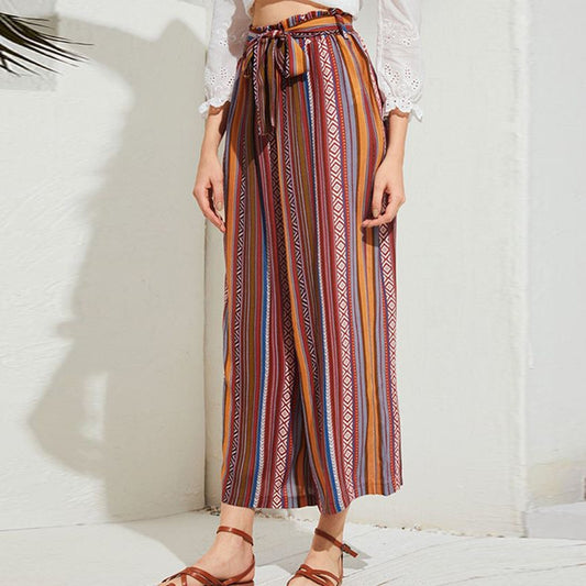 Colorful Vertical Striped Beach Vacation Pants