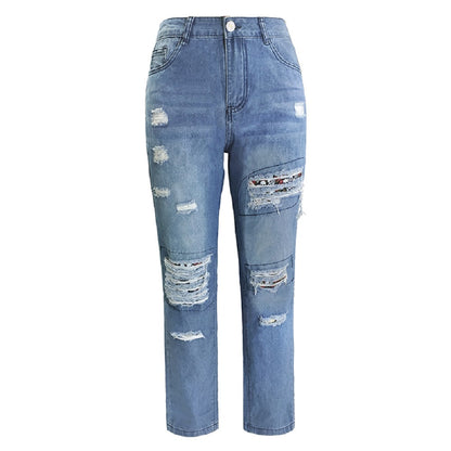 Women Loose Casual Pants Street Wear Wash Denim Pants