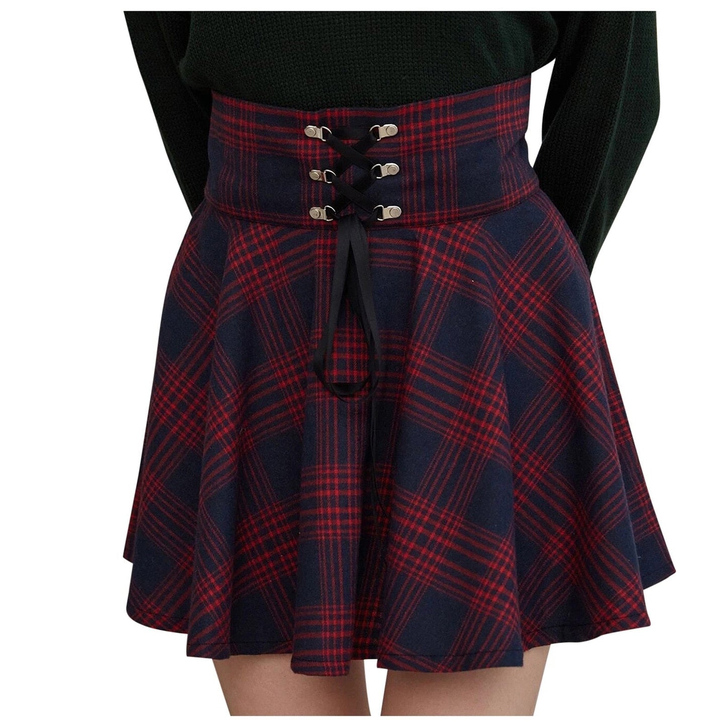 Gothic Punk Plaid Zipper Mini Skirt