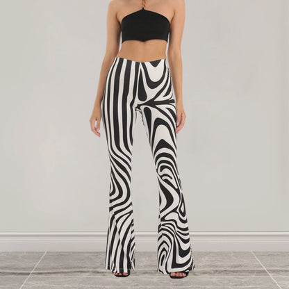 Striped Zebra Print High Waist Pants