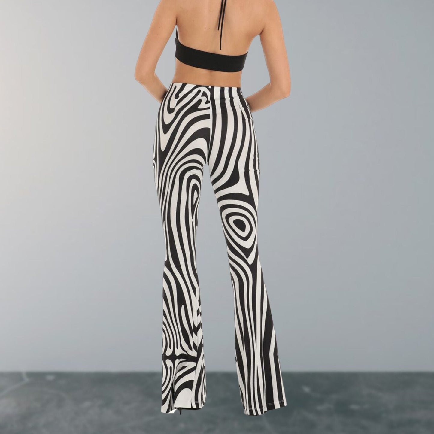 Striped Zebra Print High Waist Pants