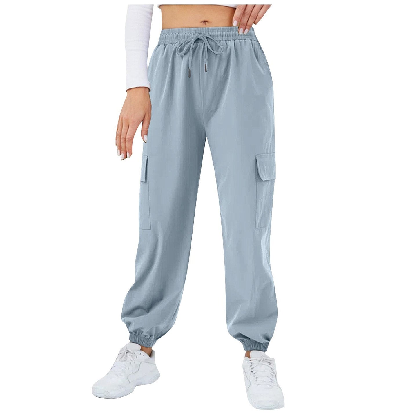 Casual Mid Waist Baggy Cargo Pants