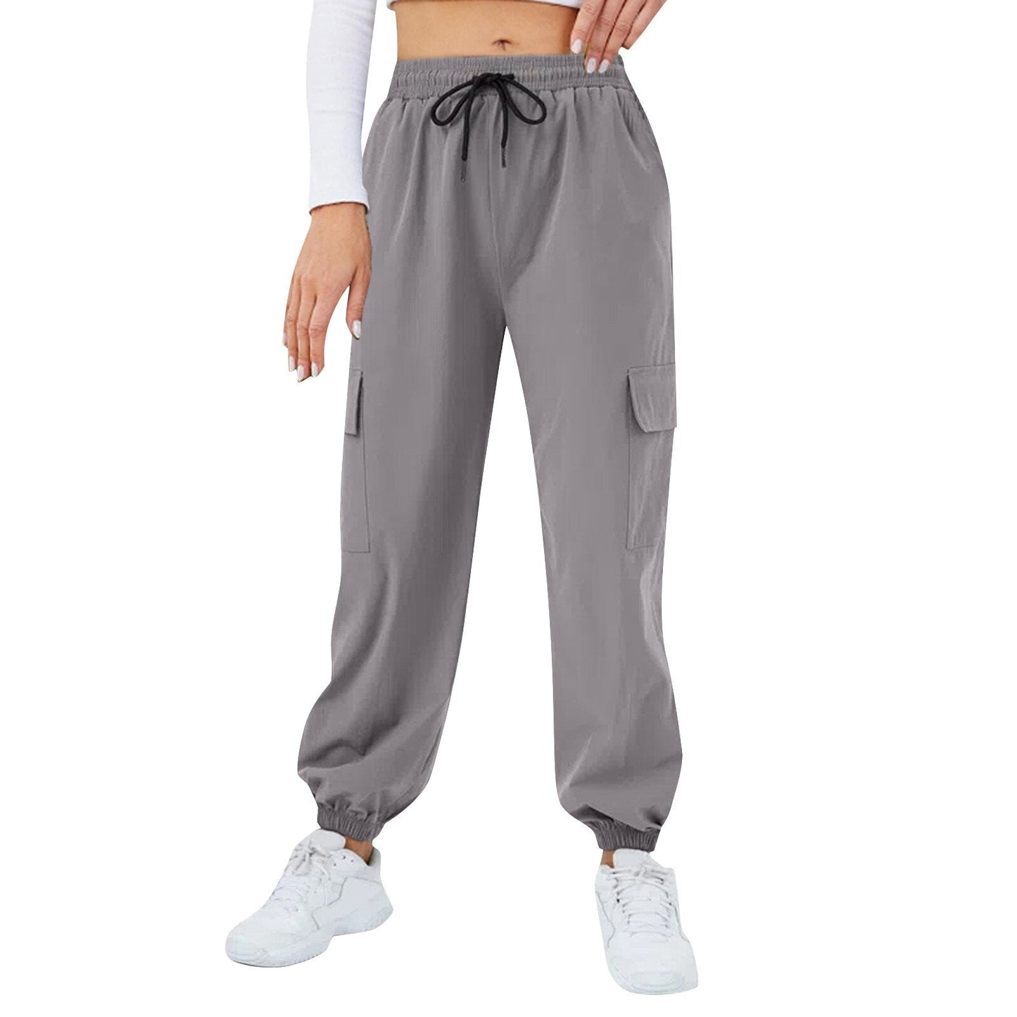 Casual Mid Waist Baggy Cargo Pants