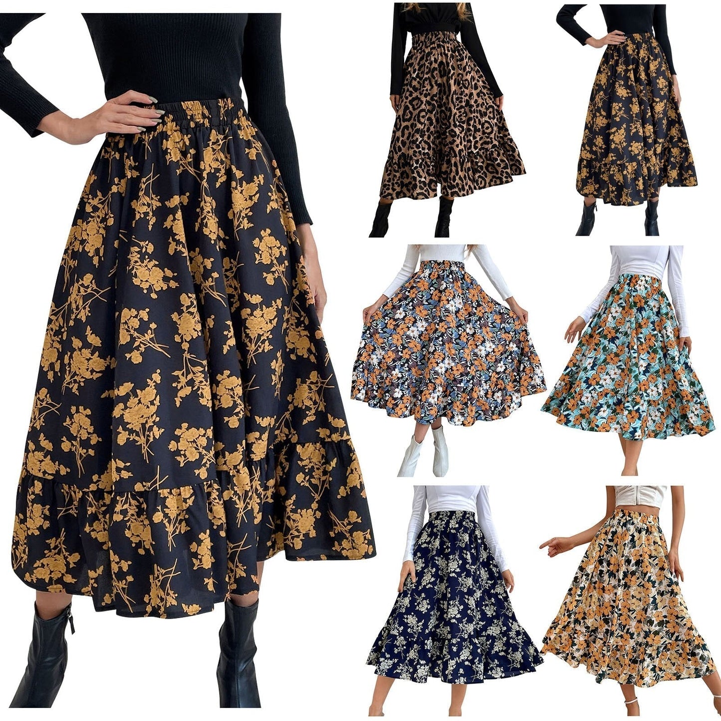Bohemian Geometric Print High Waist A-line Skirt