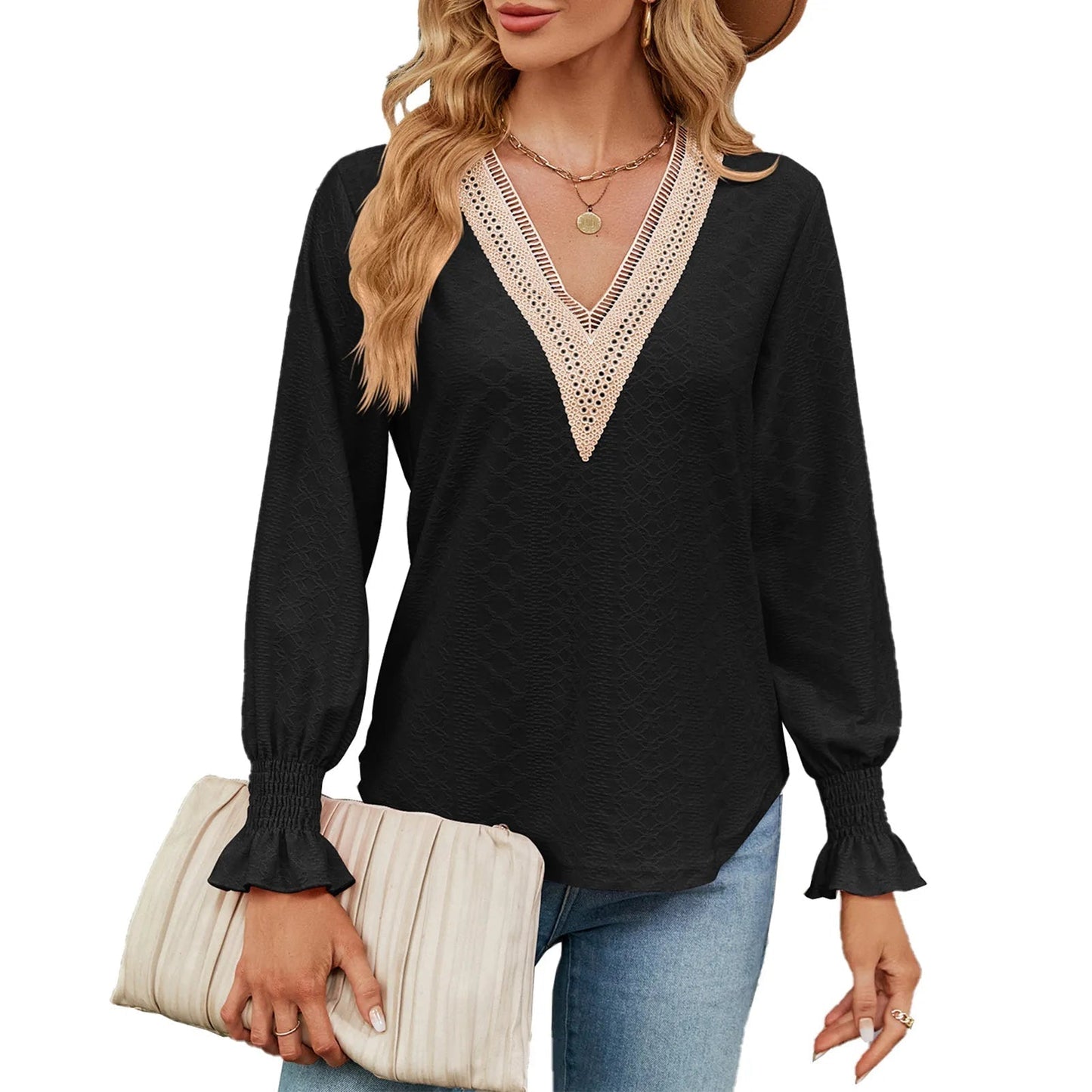 Elegant Y2k V-Neck Blouse