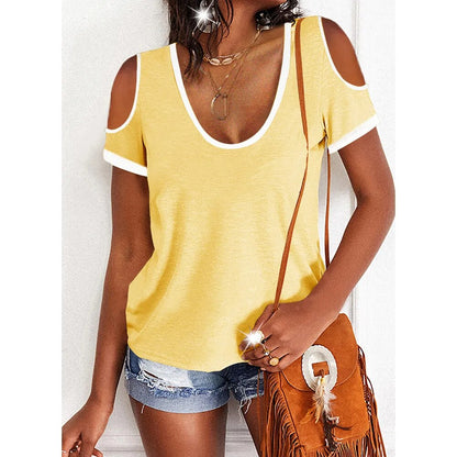 Scoop Neck Cold Shoulder Tee