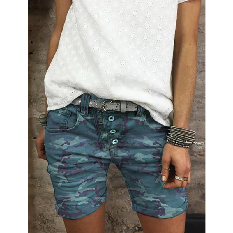 Women's Shorts High Waist Fashion Camouflage Loose Straight Pants